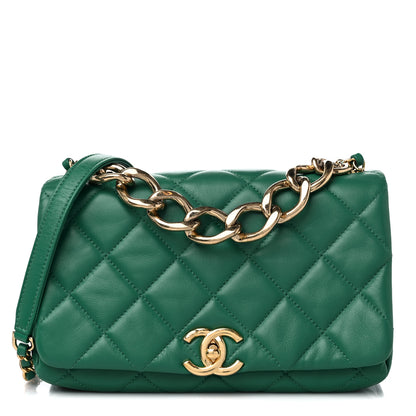 Chanel Lambskin Quilted Medium Color Match Flap Green 1 of 11