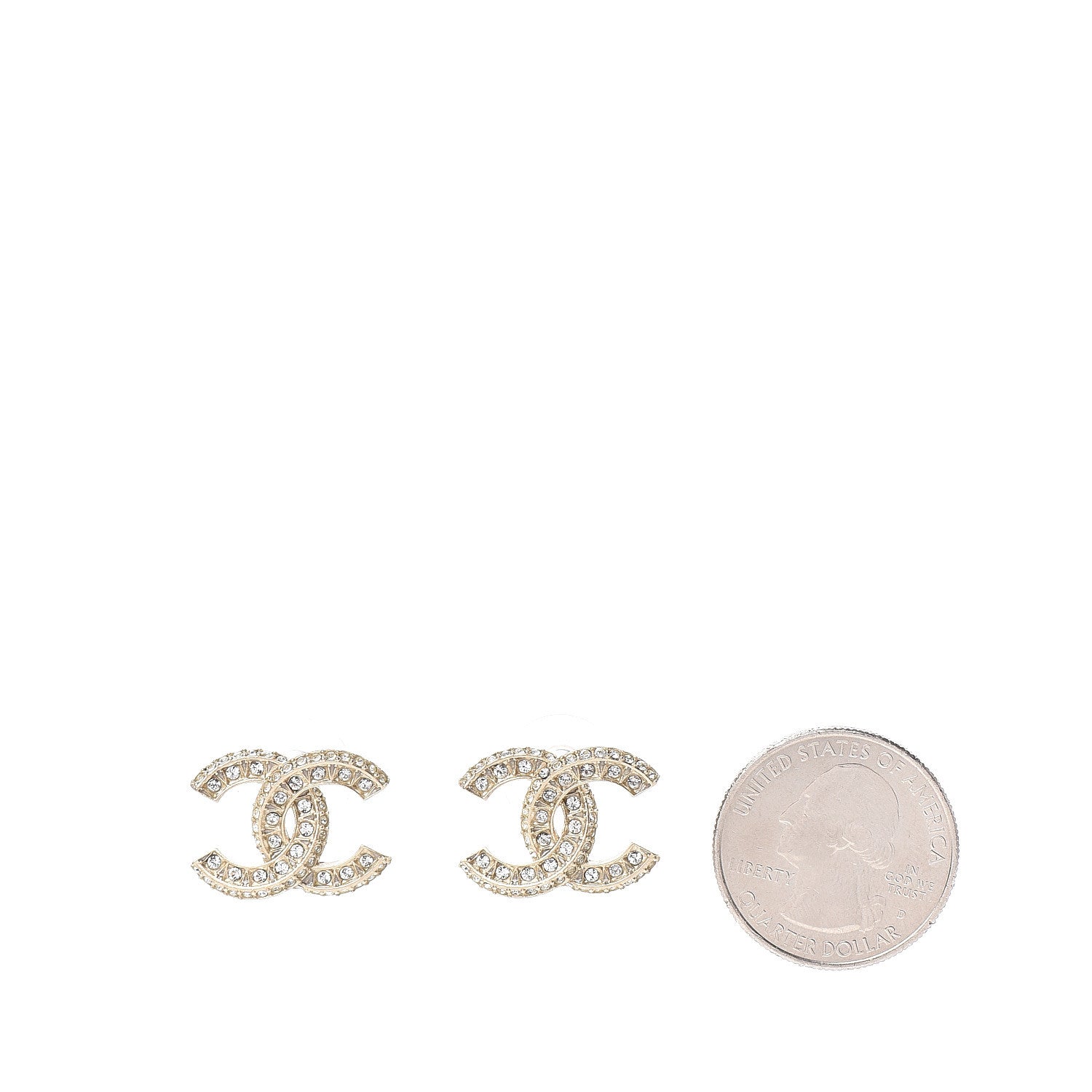Chanel Crystal Textured CC Earrings Gold 2 of 5