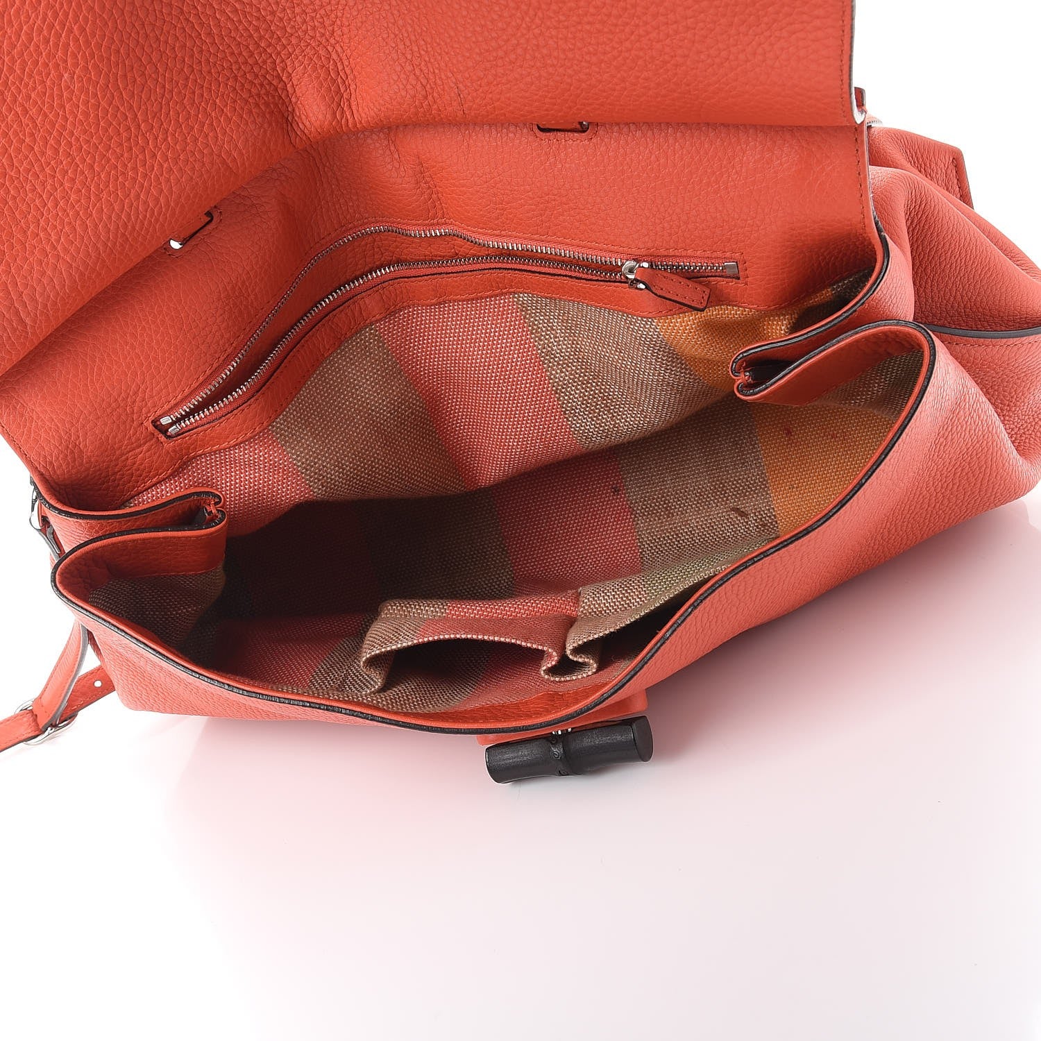 Gucci Cellarius Calfskin Large Bamboo Daily Top Handle Bag New Dark Orange 6 of 18
