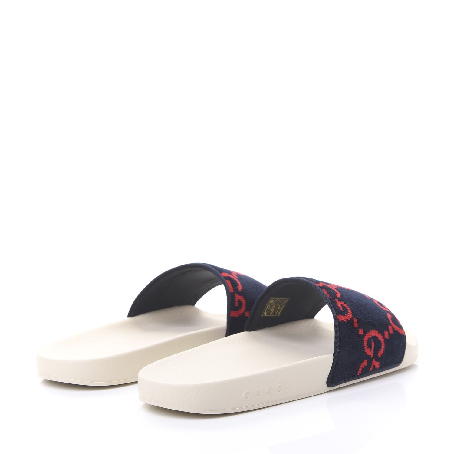 Gucci Velvet GG Monogram Slide Sandals 42 Blue Red 4 of 9