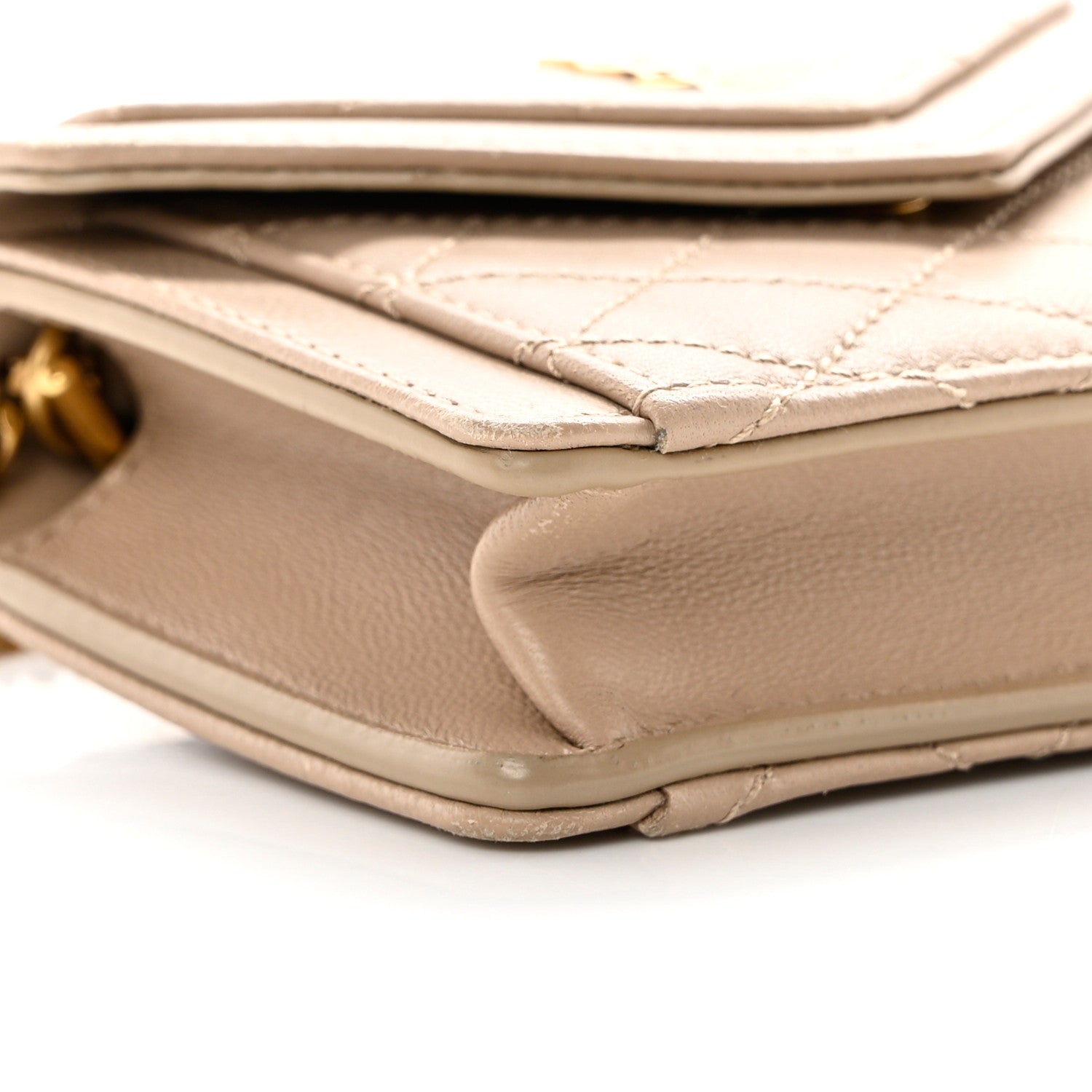 Saint Laurent Lambskin Quilted Monogram Micro Gaby Crossbody Bag Beige 10 of 18