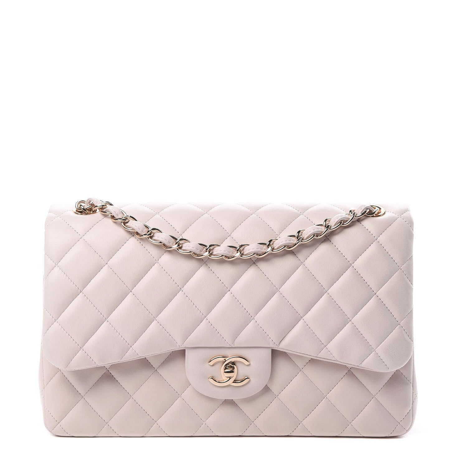 Chanel Lambskin Quilted Jumbo Double Flap Light Pink 1 of 14