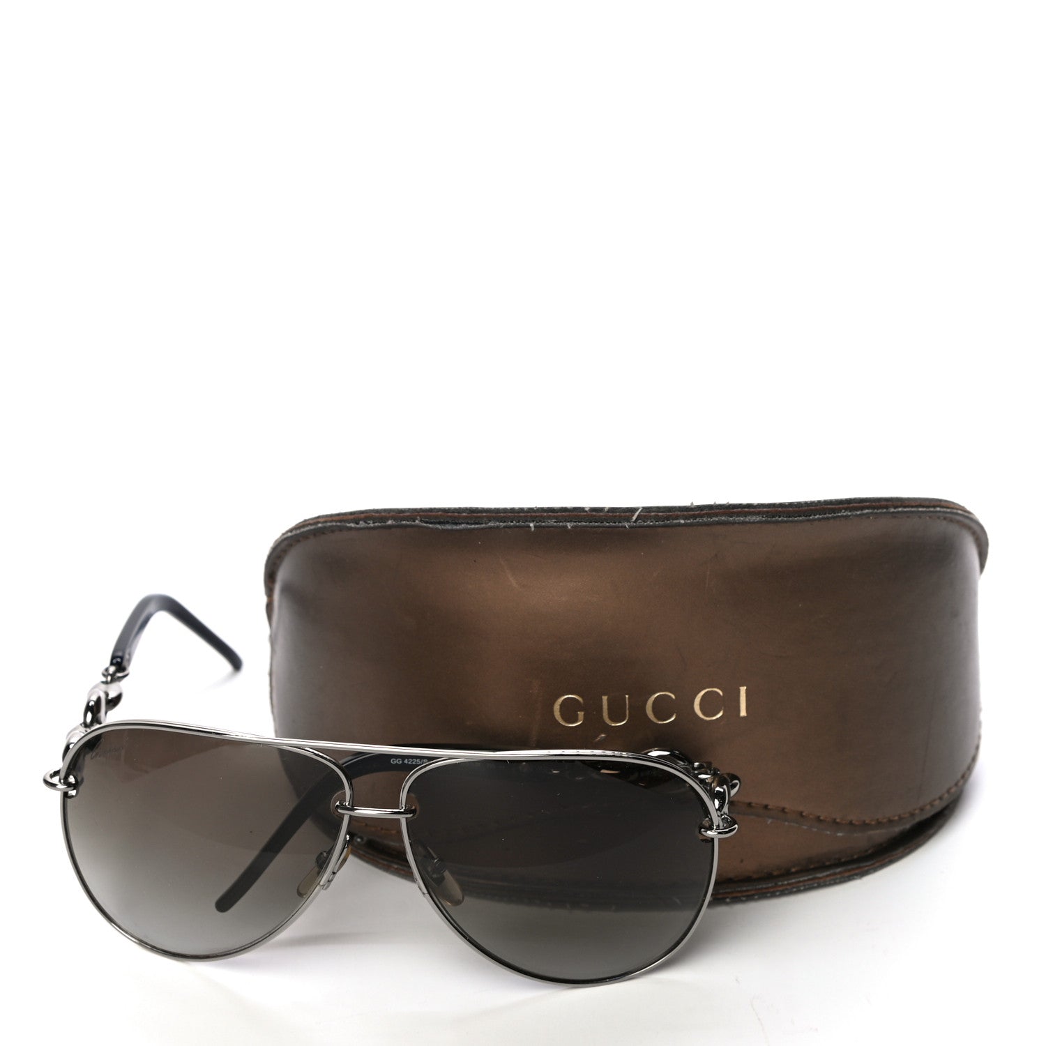 Gucci Marina Chain Aviator Sunglasses GG 4225/S Silver Black 8 of 8