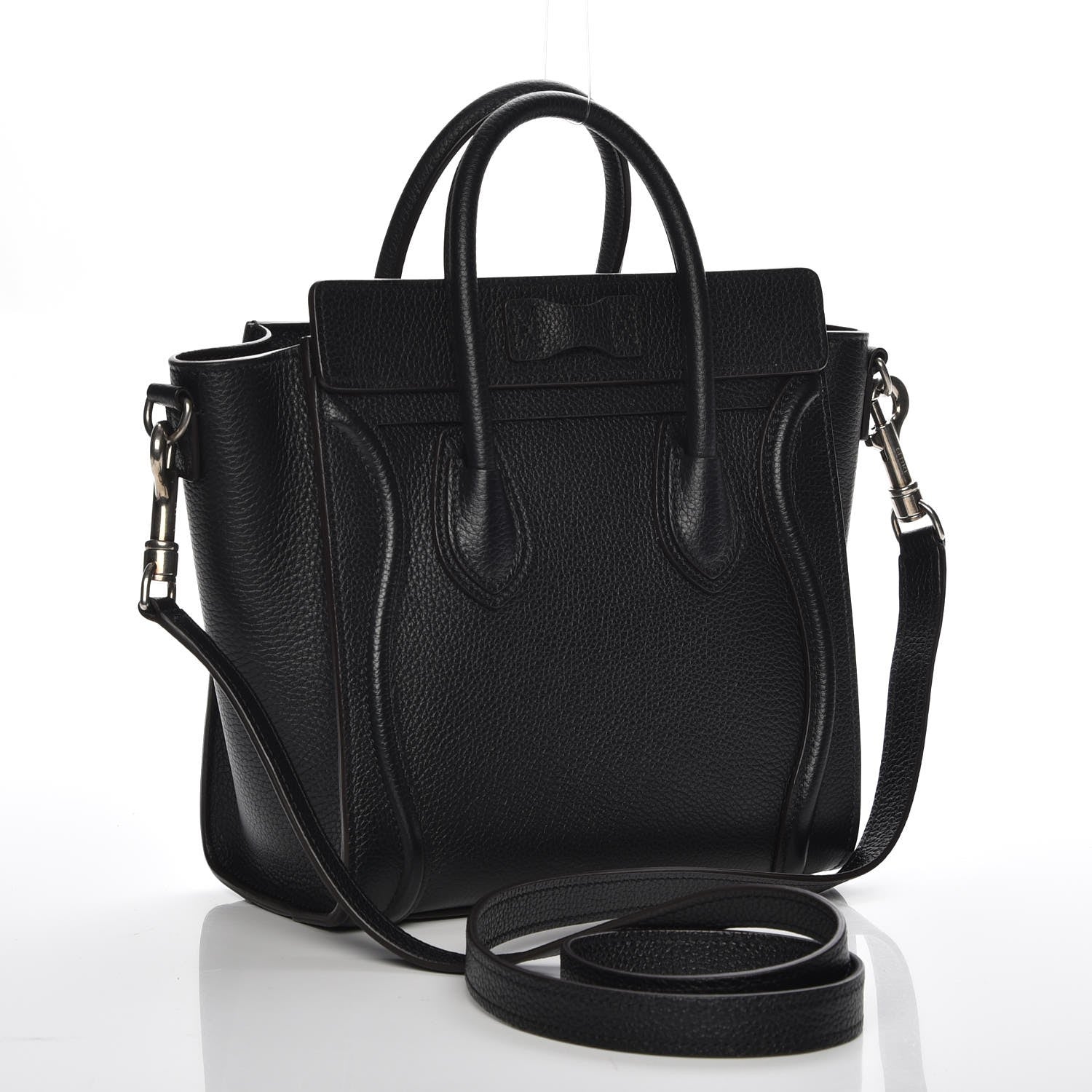 Celine Drummed Calfskin Nano Luggage Black 3 of 7