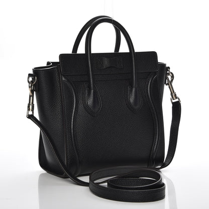 Celine Drummed Calfskin Nano Luggage Black 3 of 7