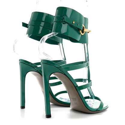 Gucci Vernice Crystal Ursula Ankle Wrap Caged Sandals 37.5 Deep Cobalt 5 of 9