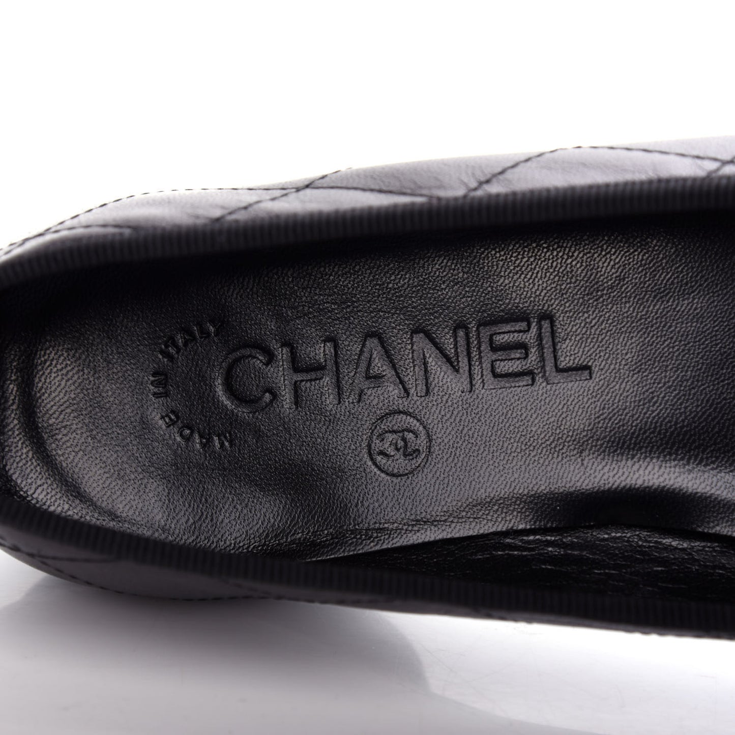 Lambskin Quilted Cambon Ballerina Flats 35.5 Black