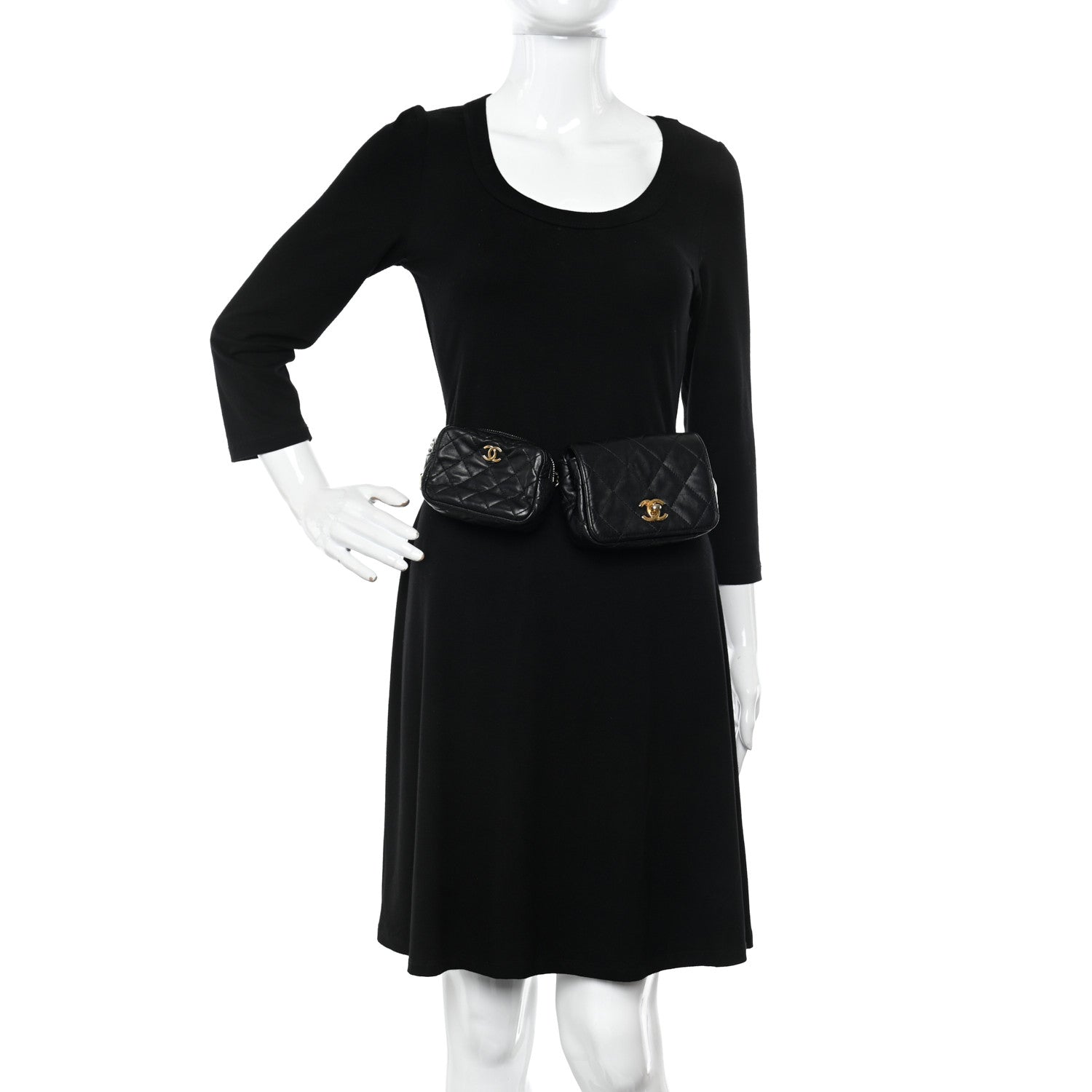 Chanel Lambskin Quilted Enamel CC Waist Bag With Pouch Black 2 of 16