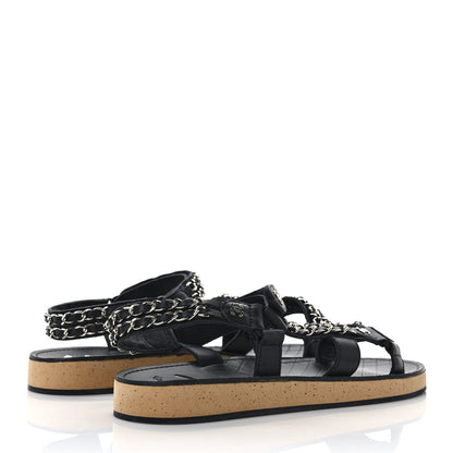 Chanel Lambskin Chain Sandals 40 Black 4 of 8