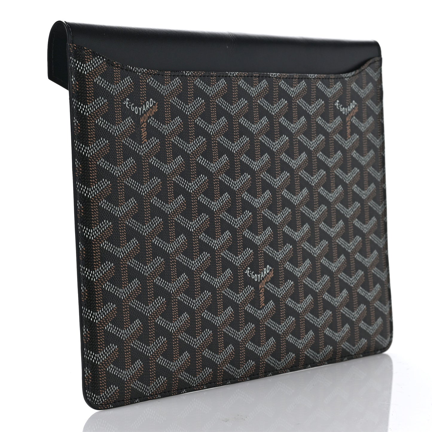 Goyardine Commando Envelope 2 Flat Large Pouch Black