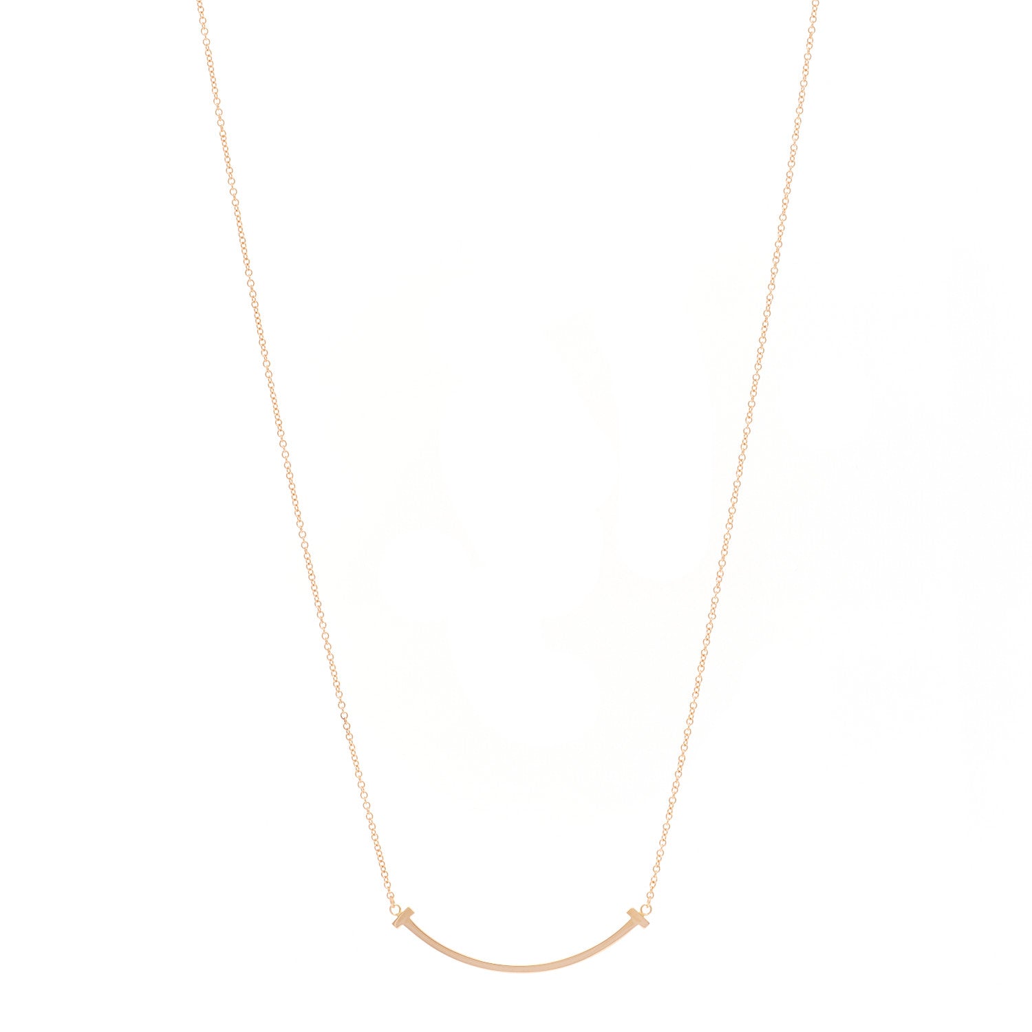 Tiffany 18K Rose Gold Small T Smile Pendant Necklace 1 of 5