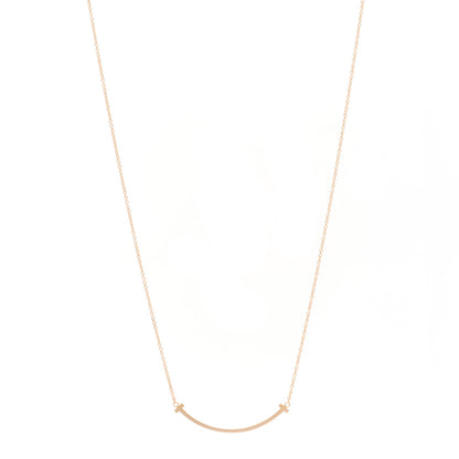 Tiffany 18K Rose Gold Small T Smile Pendant Necklace 1 of 5