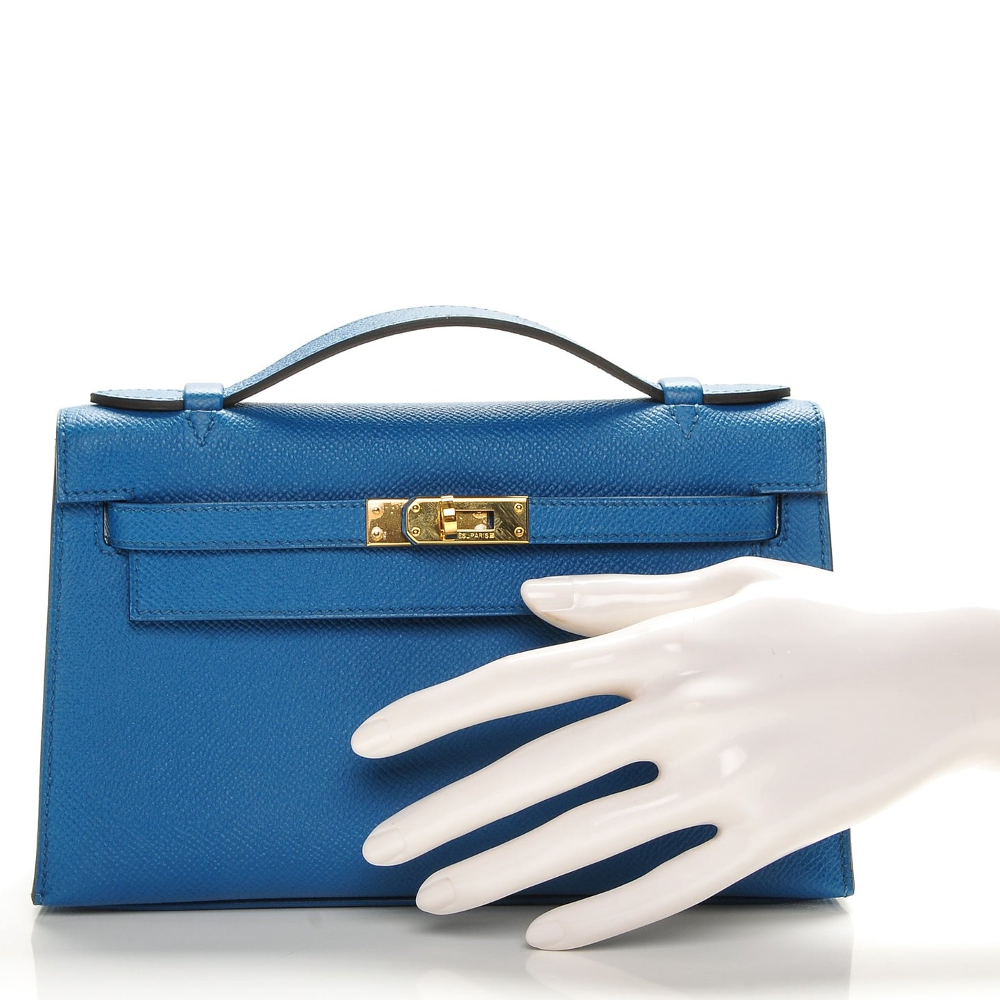 Epsom Kelly Pochette Clutch Bleu Izmir