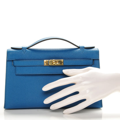 Hermes Epsom Kelly Pochette Clutch Bleu Izmir 2 of 19