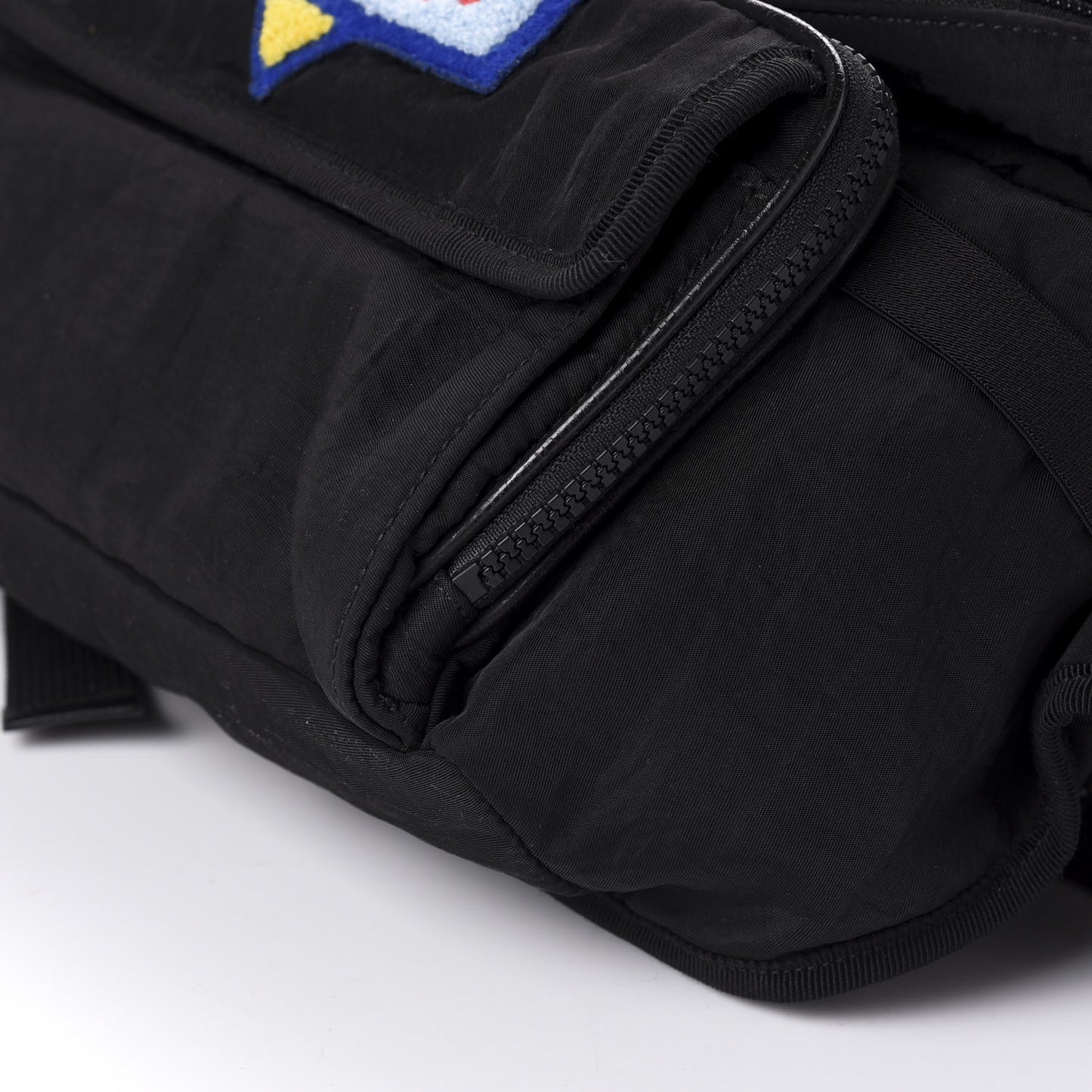 Nylon 80s Logo Patch Belt Bag Black