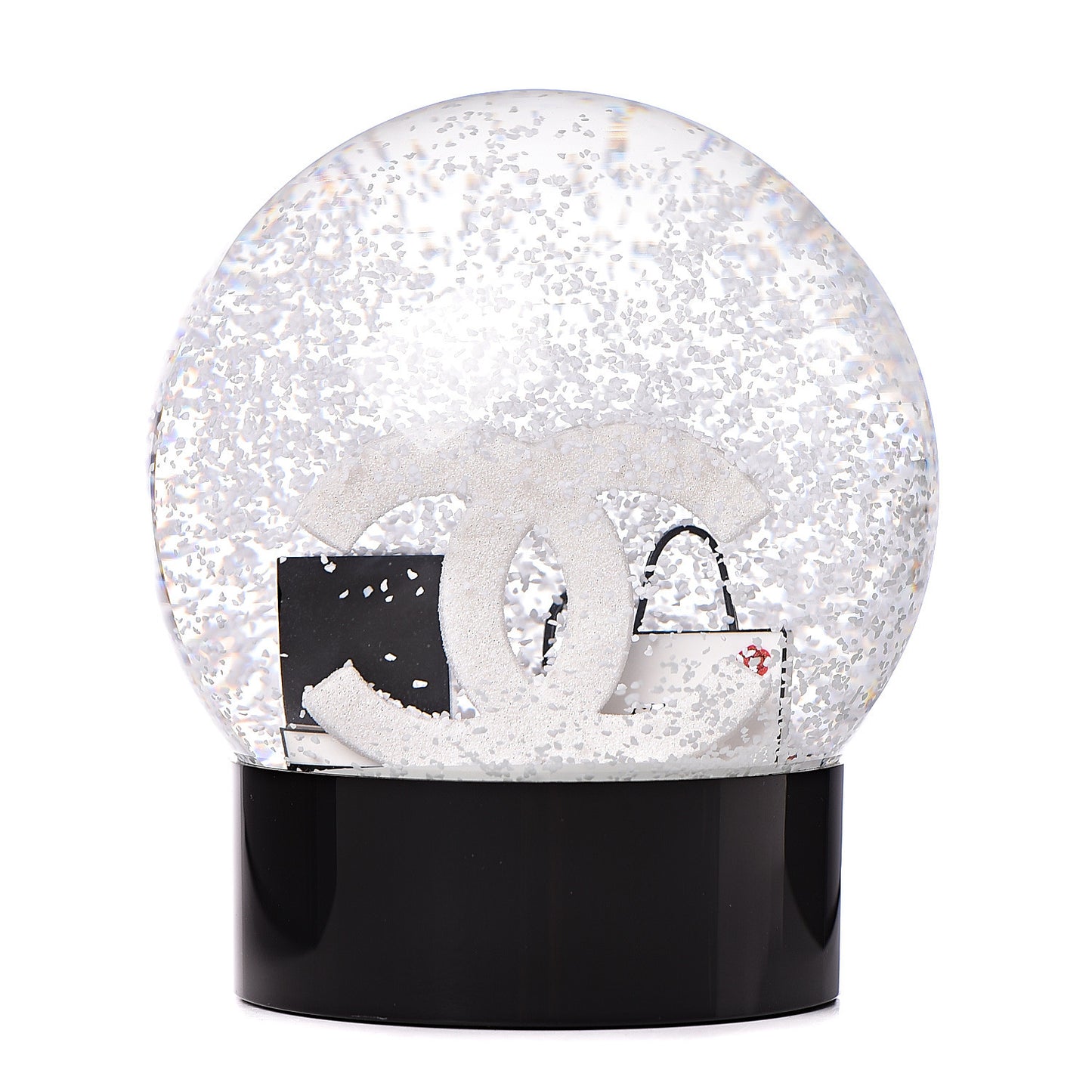 Glass CC Shopping Bag Snow Globe