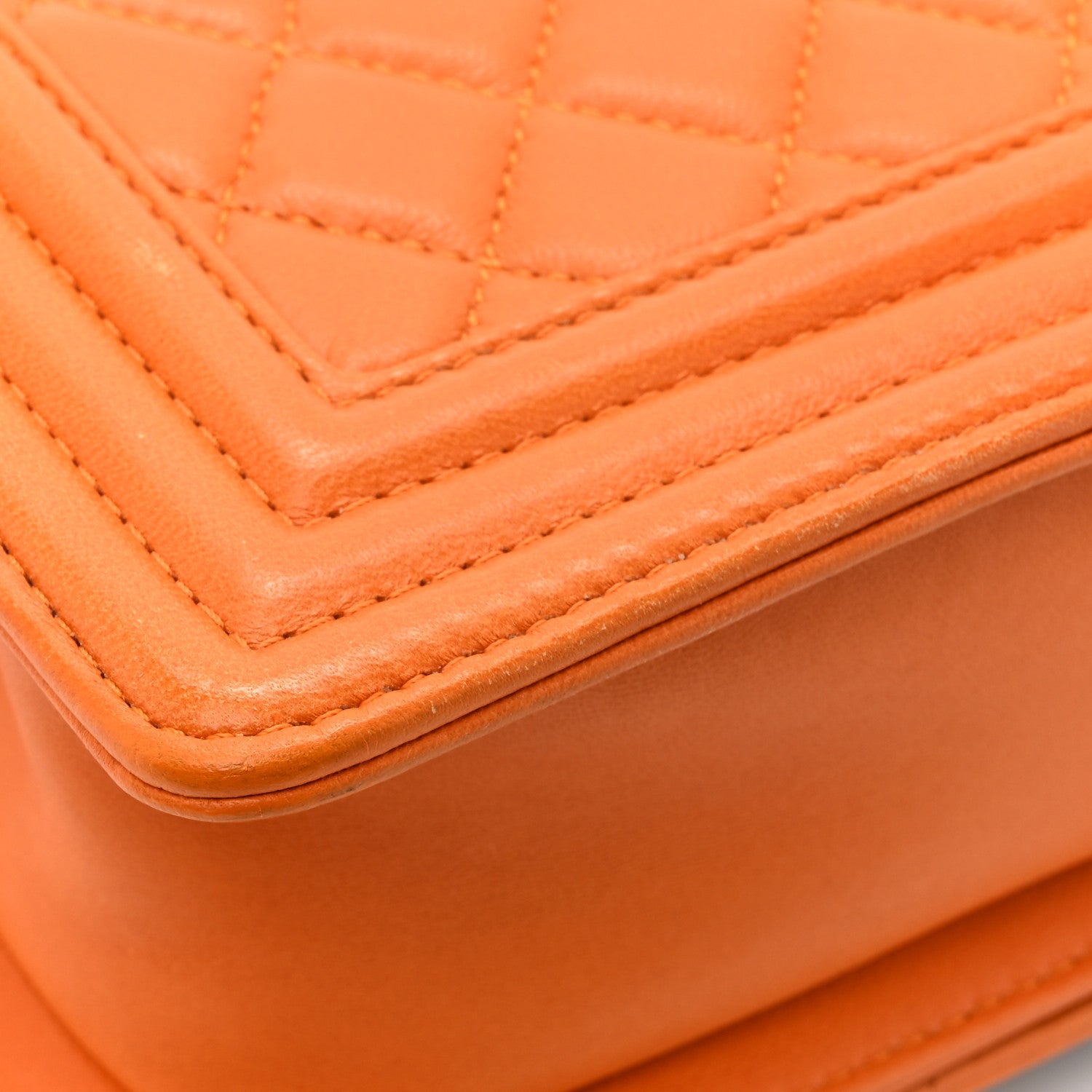 Chanel Lambskin Quilted Small Boy Flap Orange 14 of 16
