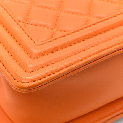 Chanel Lambskin Quilted Small Boy Flap Orange 14 of 16