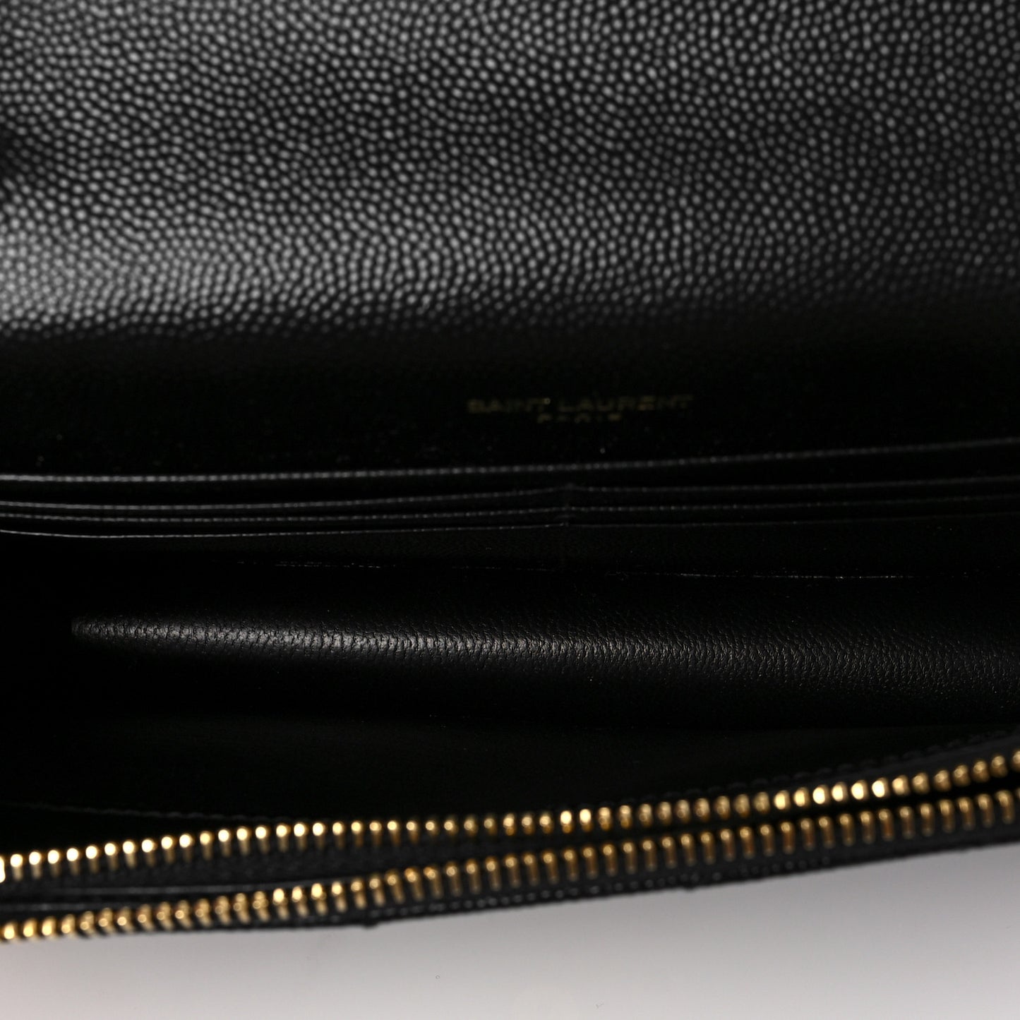 Grain De Poudre Matelasse Chevron Monogram Envelope Chain Wallet Black
