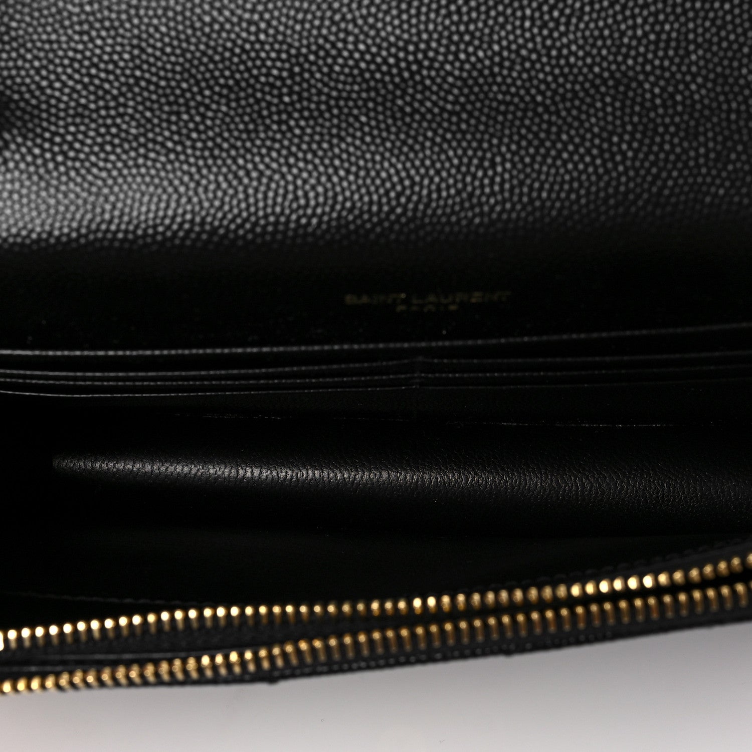 Saint Laurent Grain De Poudre Matelasse Chevron Monogram Envelope Chain Wallet Black 4 of 6