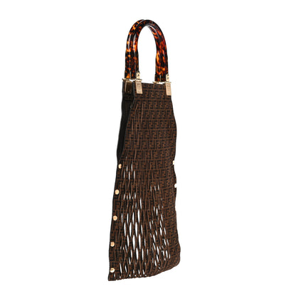 Fendi Suede Plexiglass FF Mesh Fendi Sunny Tote Bag Sigaro Moro 2 of 12