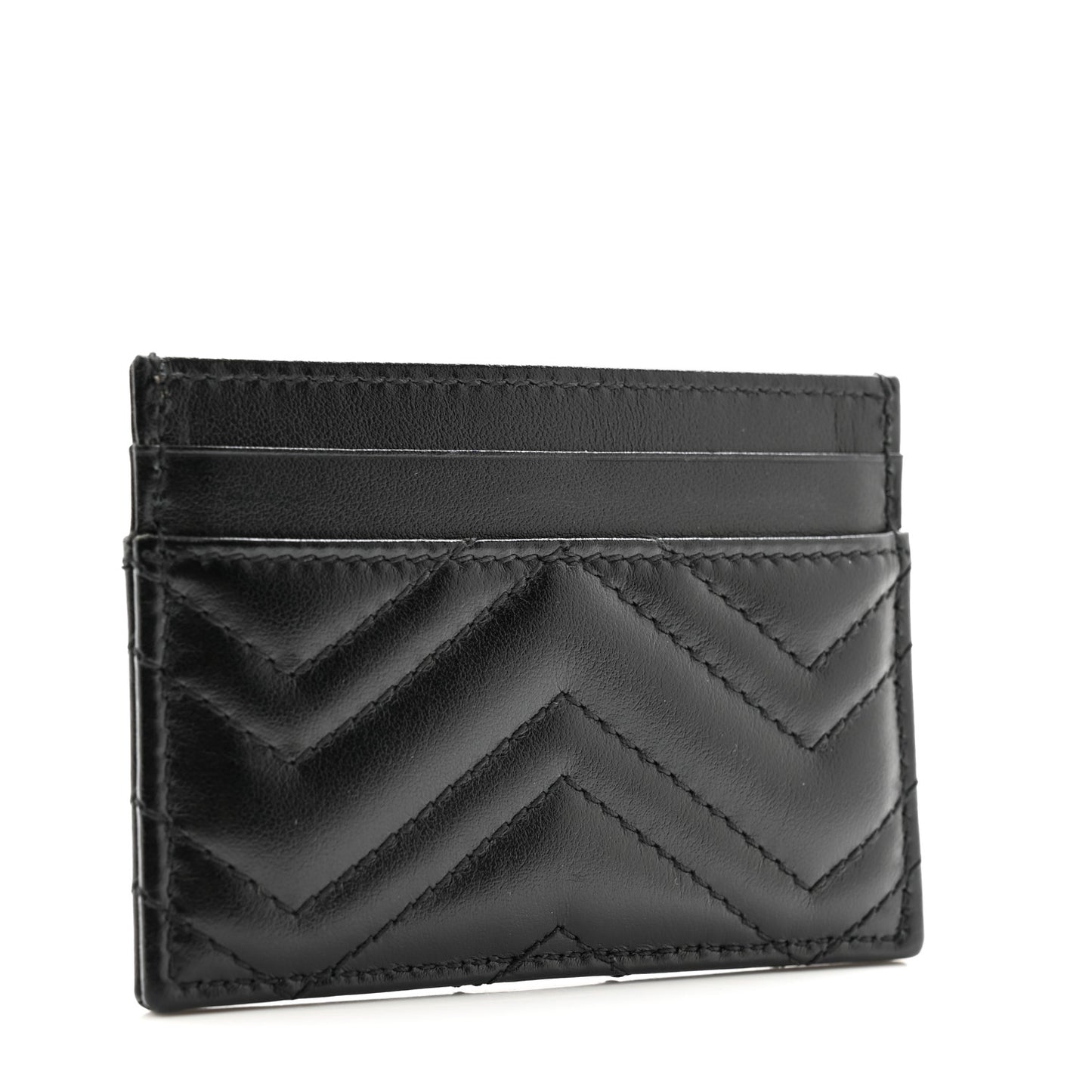 Calfskin Matelasse GG Marmont Card Holder Black