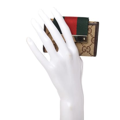 Gucci Monogram Calfskin Ladies Web 6 Key Holder Case Beige Ebony Cocoa 2 of 6