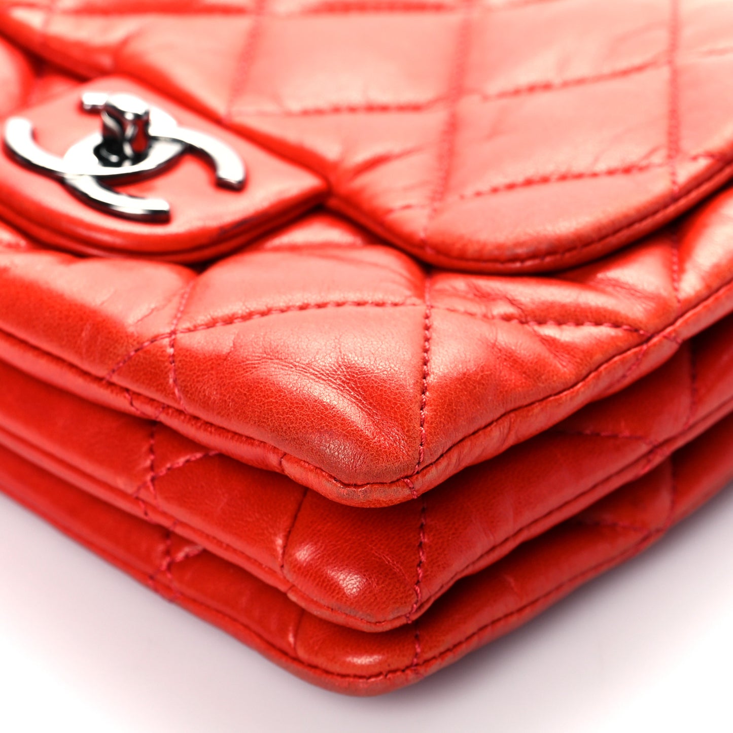 Lambskin Quilted Mini Chanel 3 Flap Red