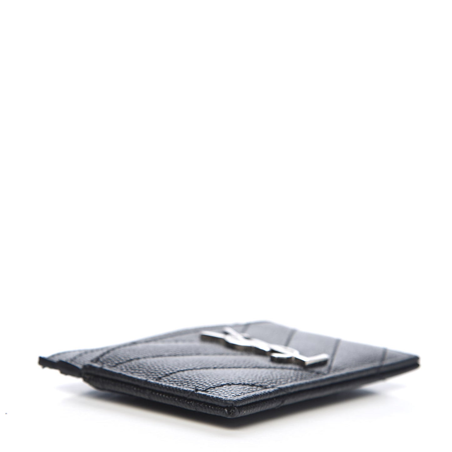 Grain De Poudre Matelasse Chevron Monogram Credit Card Case Black