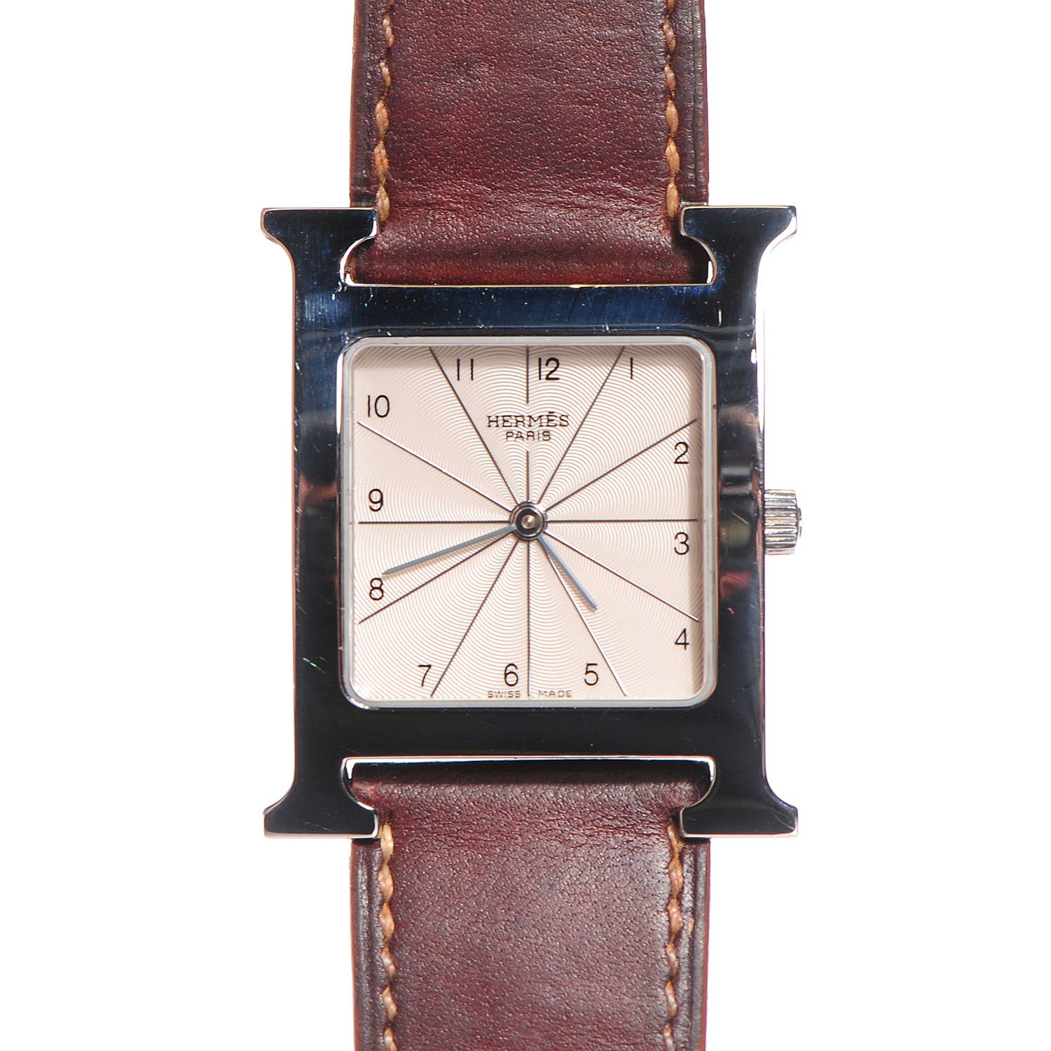 Hermes Stainless Steel Barenia 26mm Heure H Hour Quartz Watch Fauve 1 of 7
