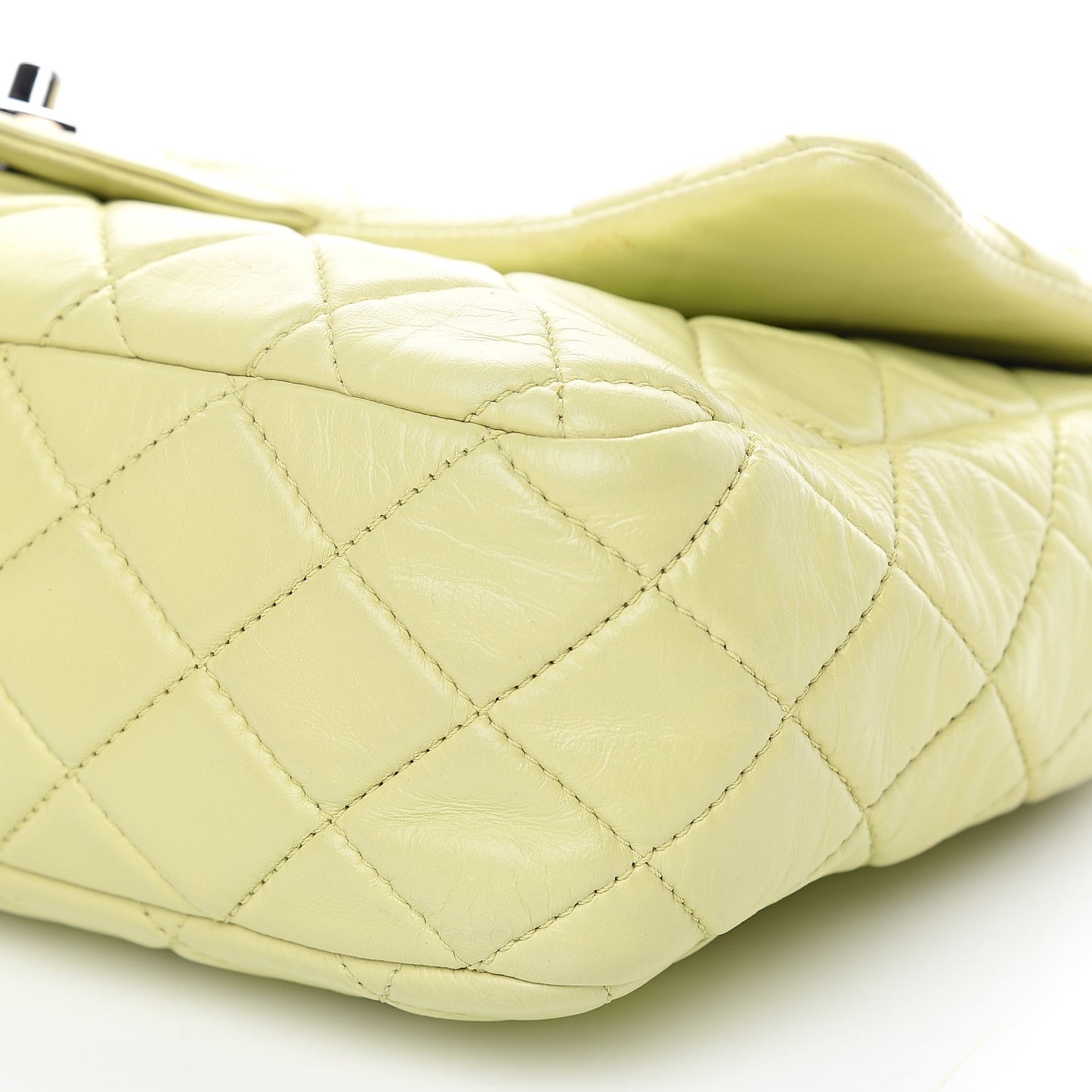 Lambskin Quilted Jumbo Single Flap Green