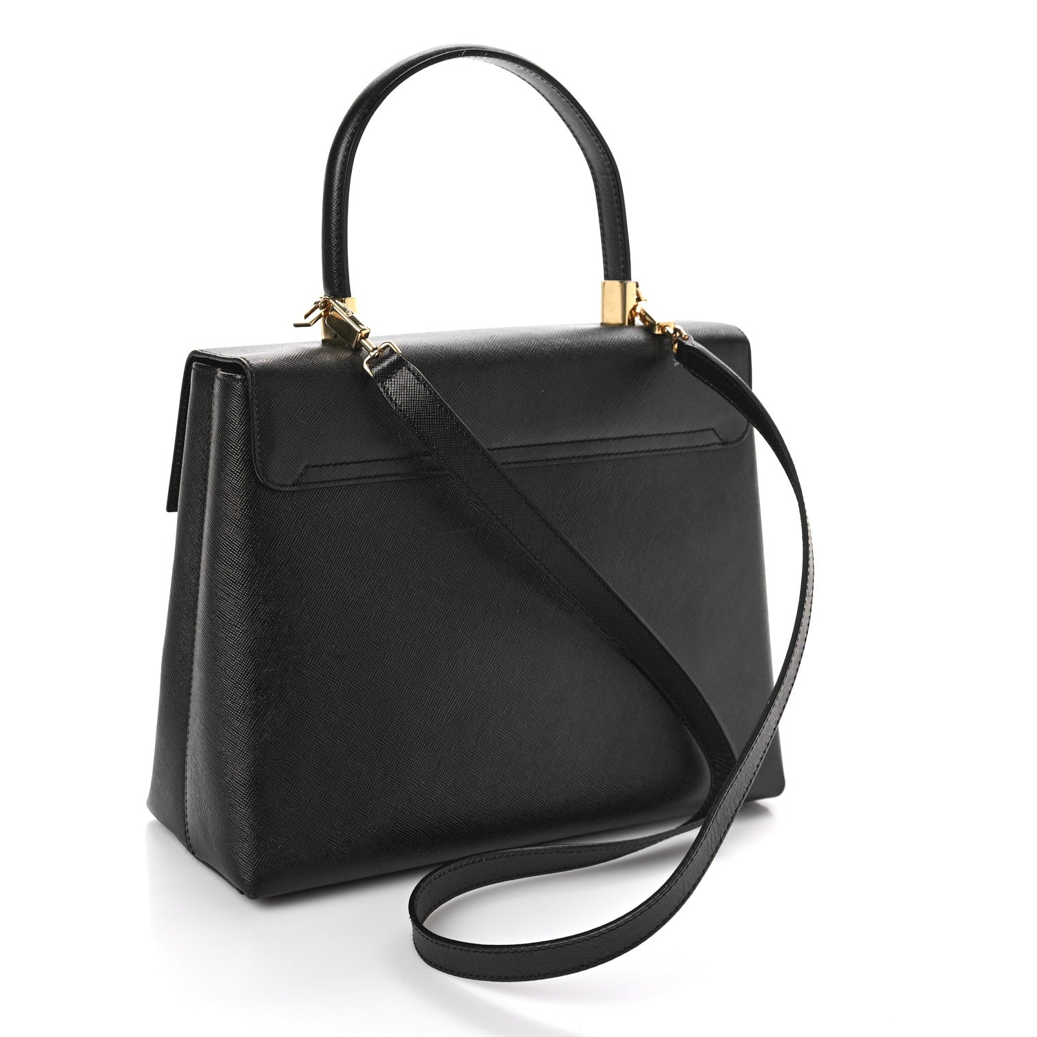 Salvatore Ferragamo Hammered Calfskin Iconic Large Top Handle Bag Black 3 of 8