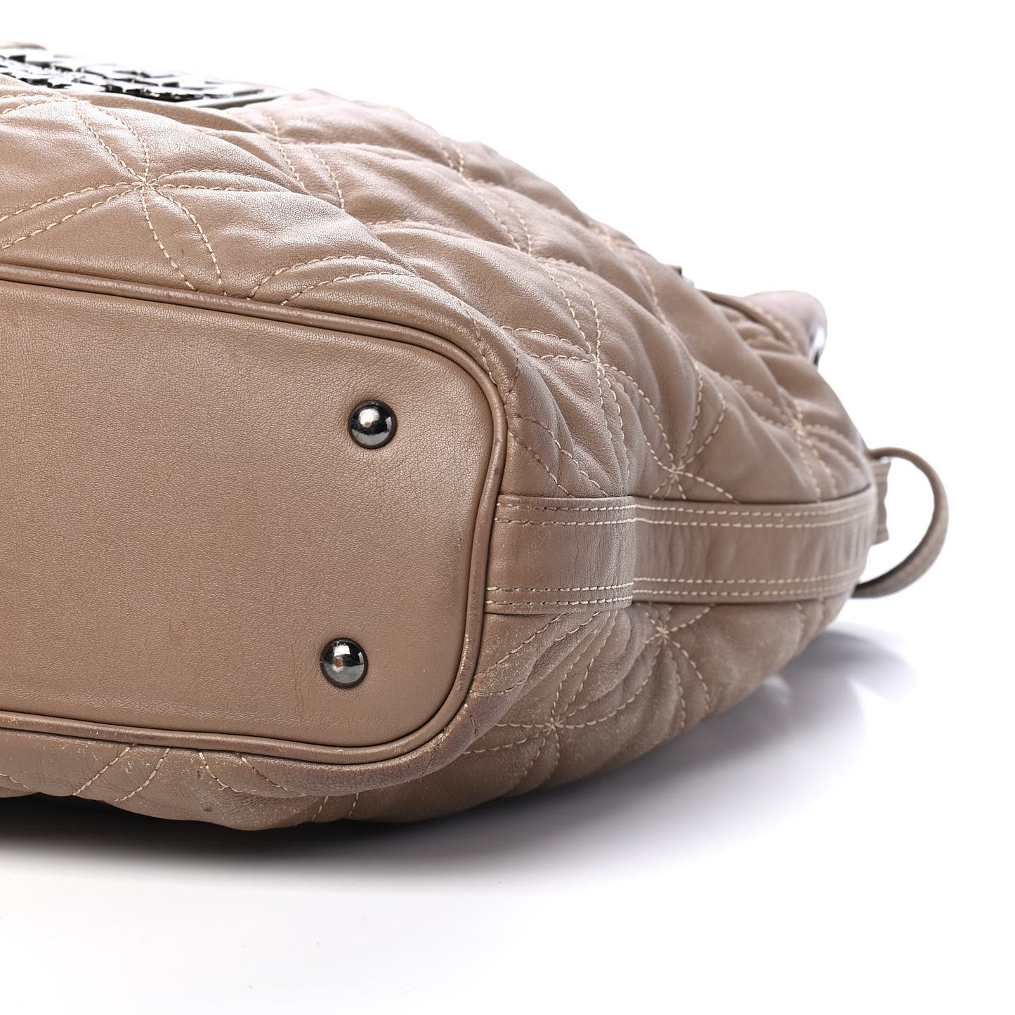 Calfskin Quilted Bucket Bag Beige