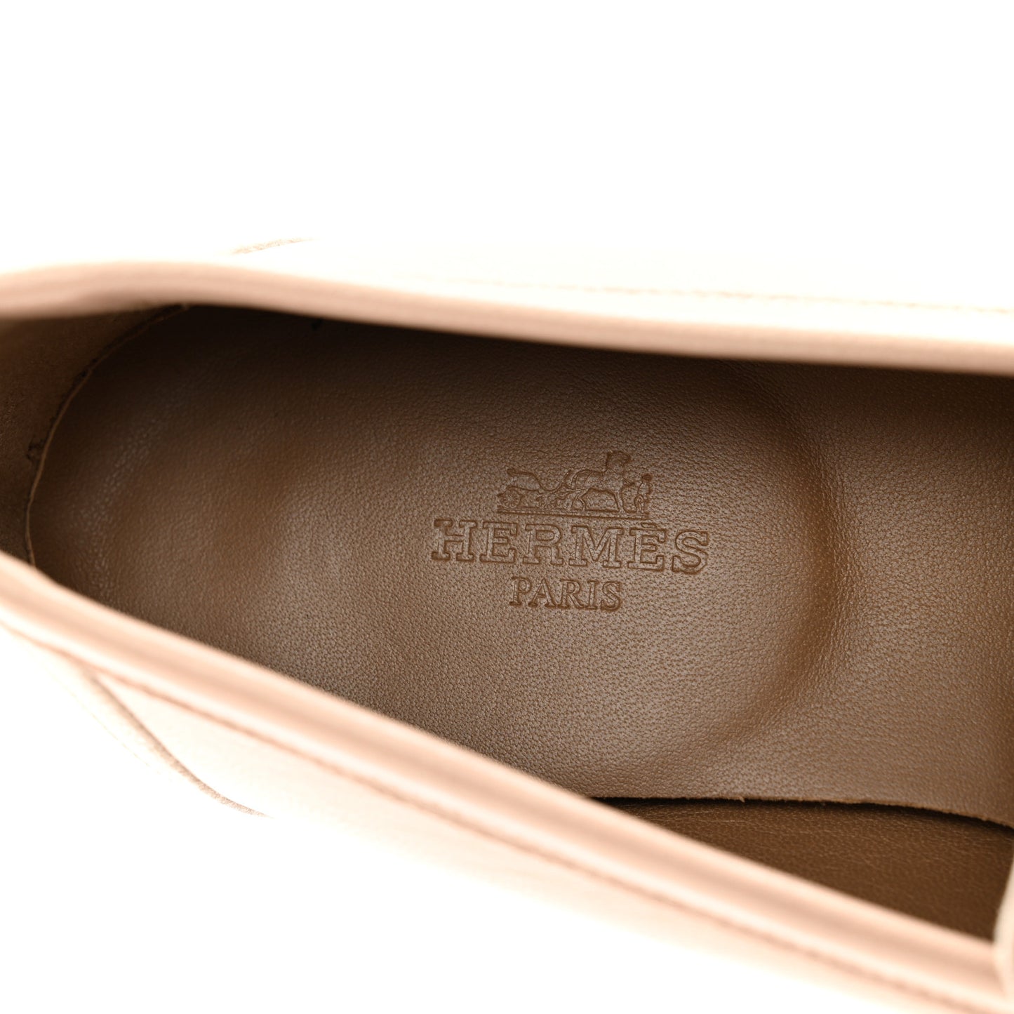 Goatskin Womens Paris Loafers 37.5 Beige Nude
