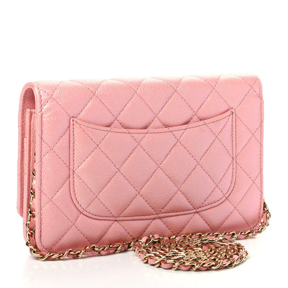 Chanel Iridescent Caviar Quilted Wallet on Chain WOC Rose Pink 4 of 13
