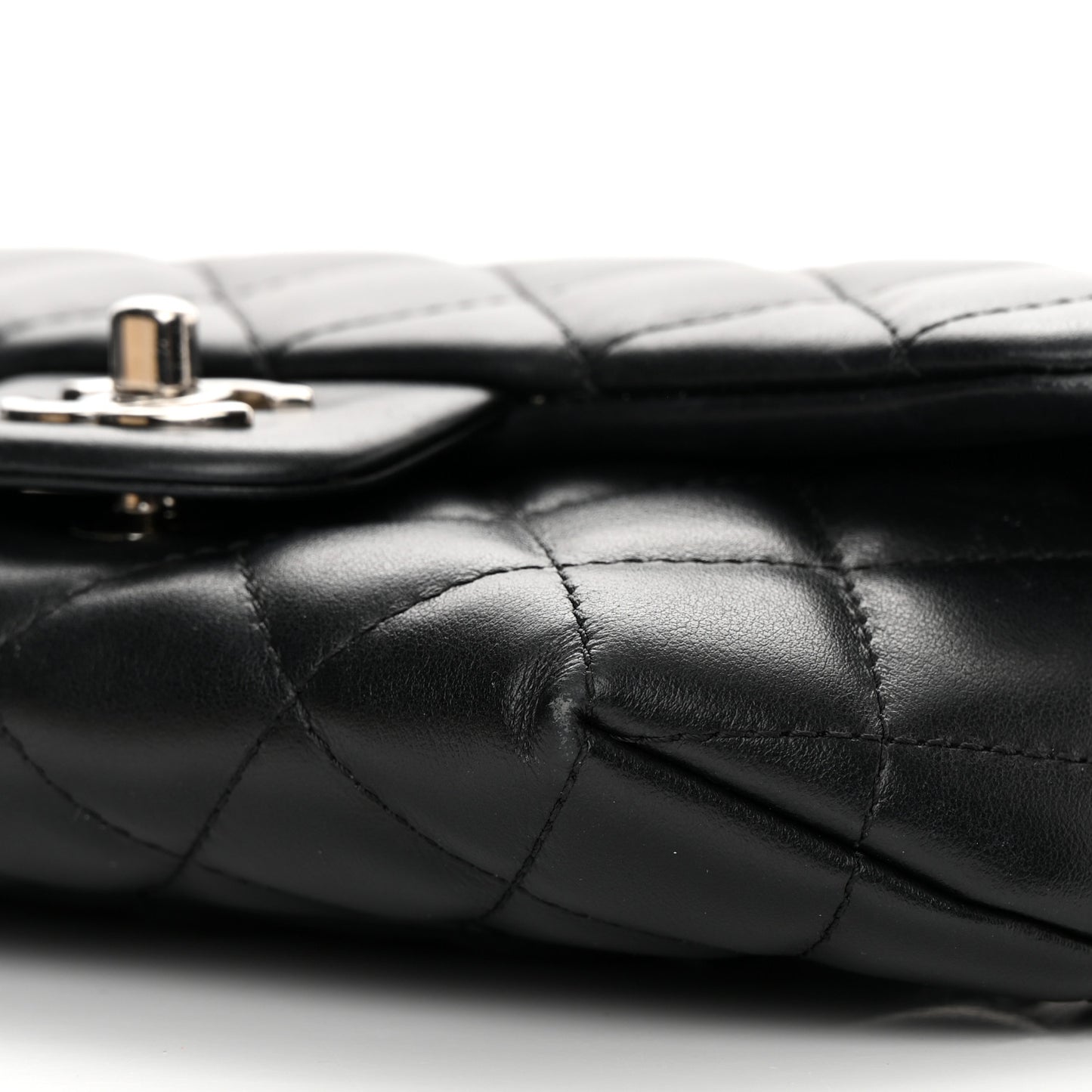 Calfskin Quilted CC Uniform Flap Belt Bag Black