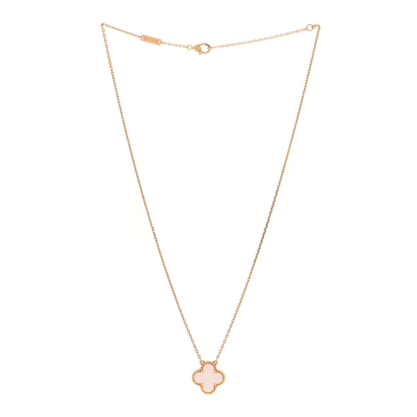 18K Yellow Gold Mother of Pearl Vintage Alhambra Pendant Necklace