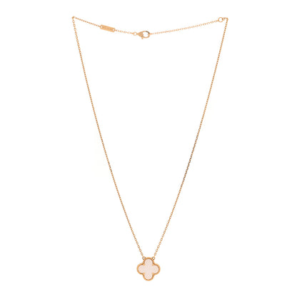 Van Cleef & Arpels 18K Yellow Gold Mother of Pearl Vintage Alhambra Pendant Necklace 3 of 7