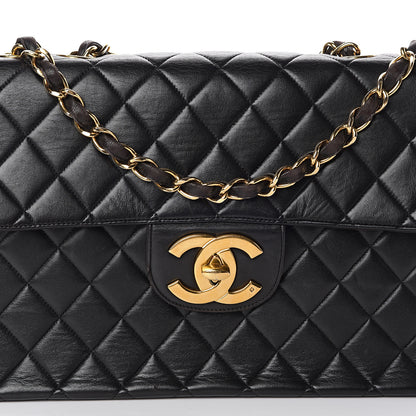 Chanel Lambskin Quilted Jumbo Single Flap Black 7 of 9