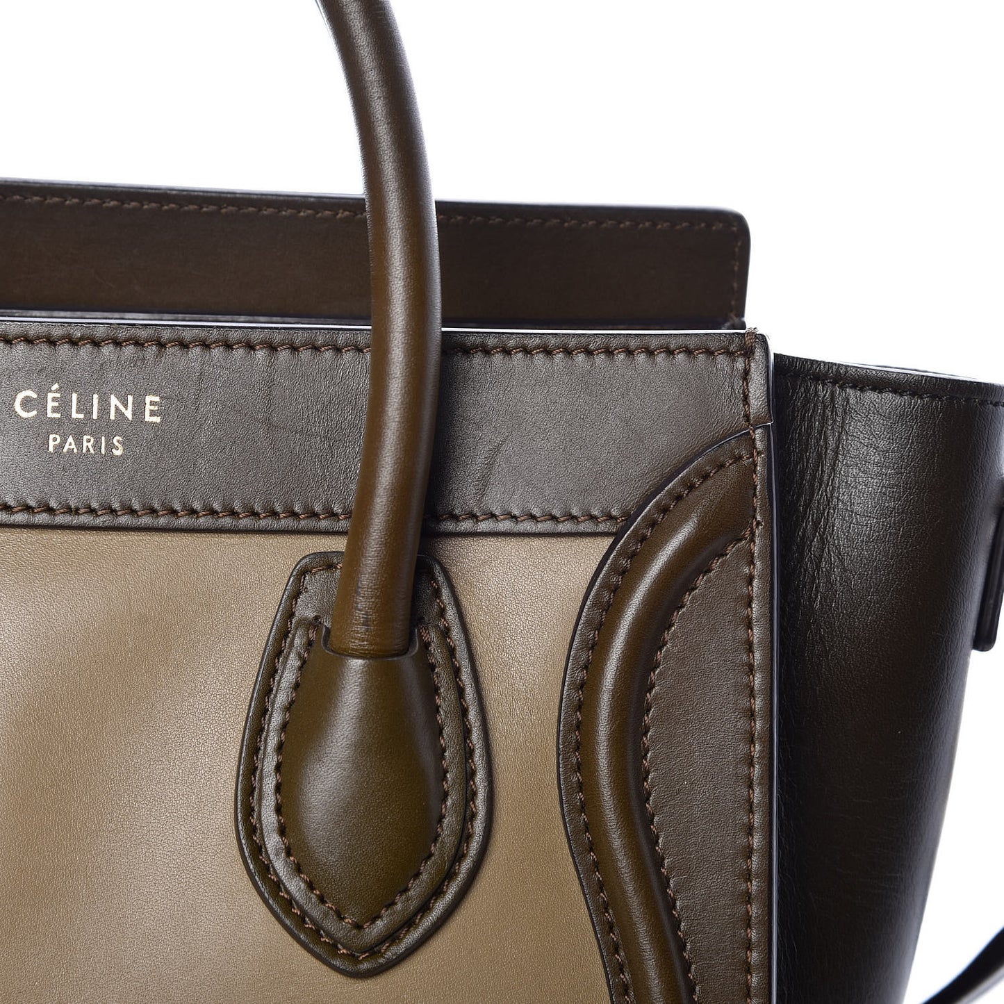Smooth Calfskin Nano Tri-Color Luggage Khaki