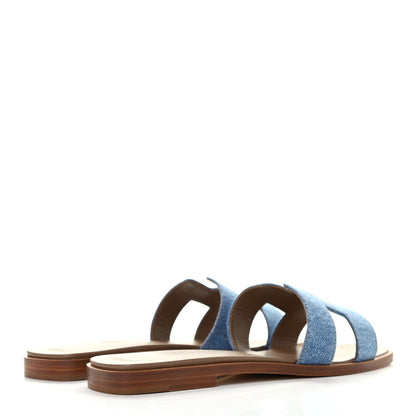 Hermes Denim Canvas Oran Sandals 35.5 Bleu Clair 4 of 7