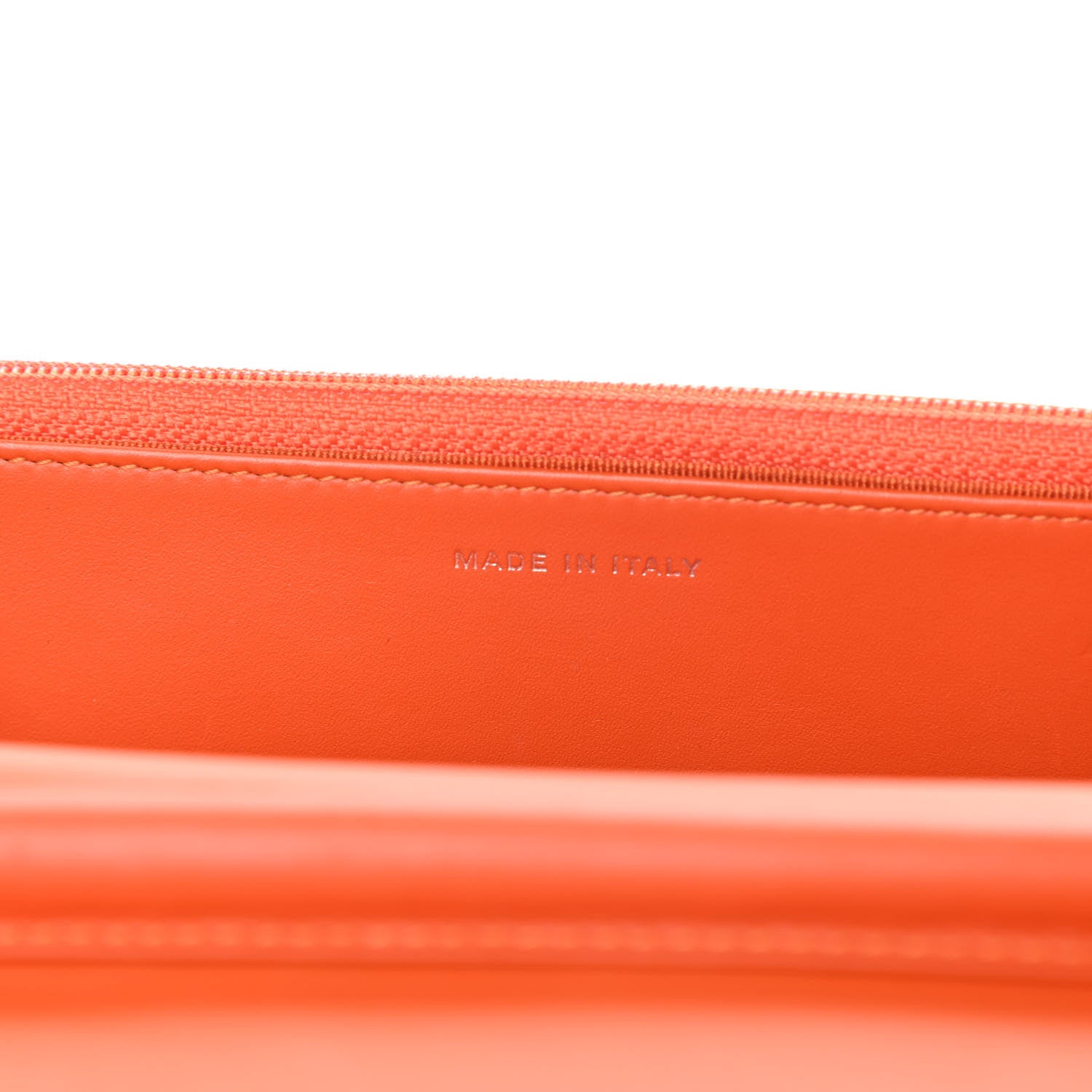 Chanel Distressed Patent Calfskin Quilted Wallet On Chain WOC Orange 7 of 15