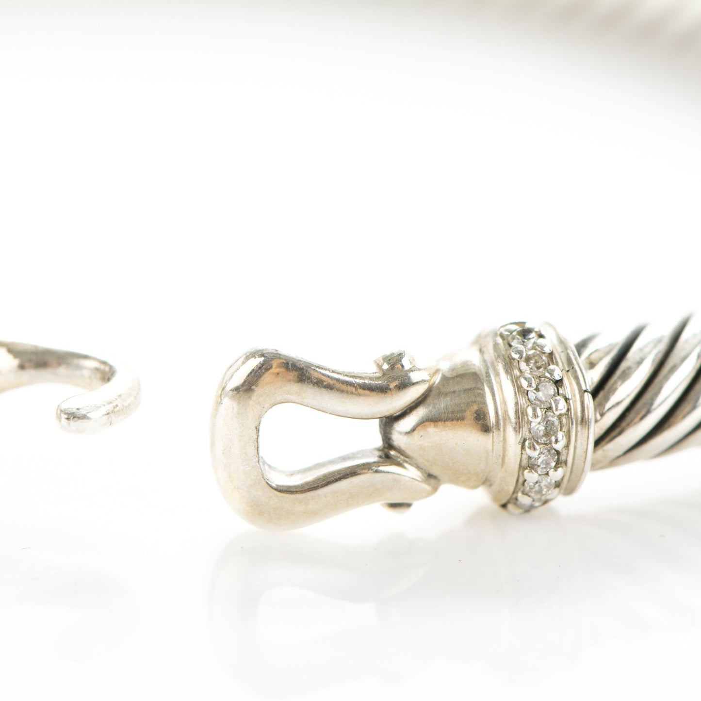 Sterling Silver Diamond 5mm Cable Buckle Bracelet