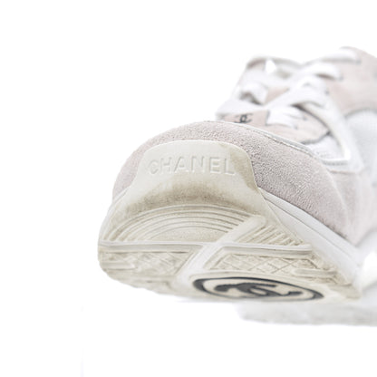 Chanel Suede Calfskin CC Sneakers 38.5 Pink White 14 of 29