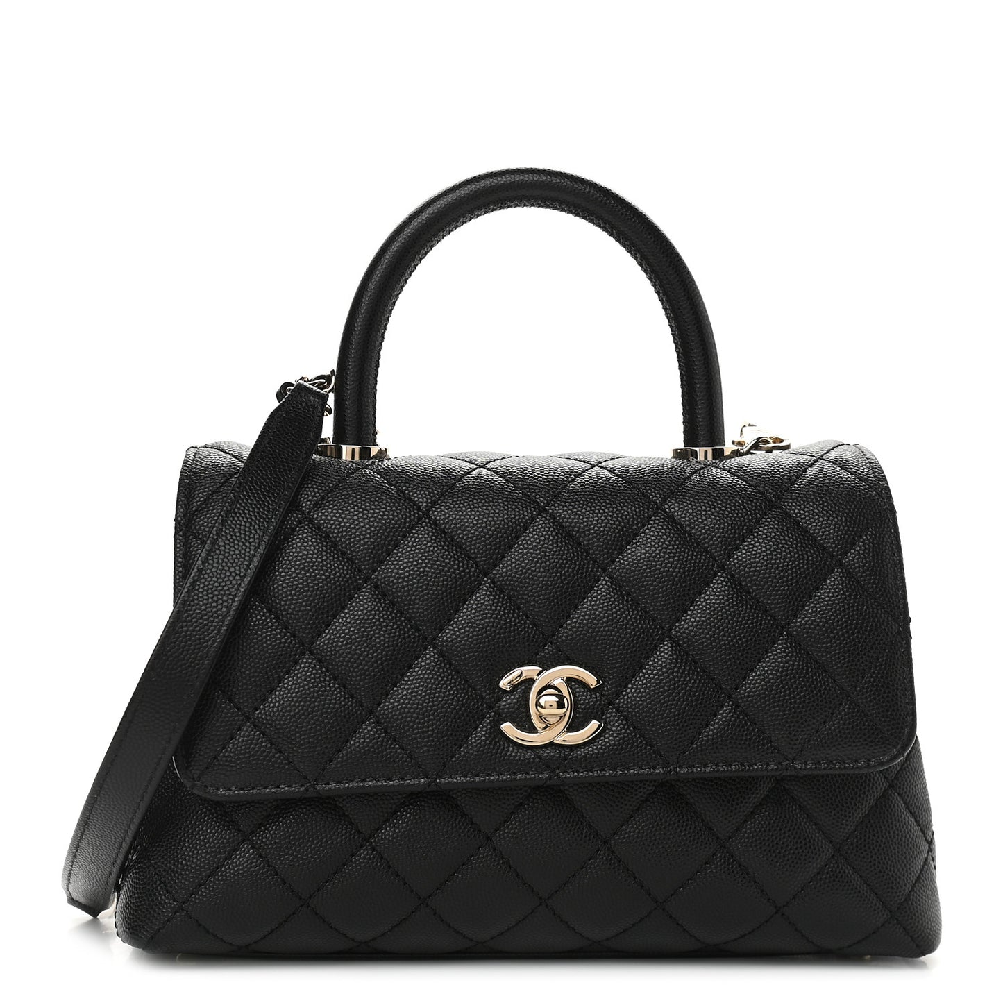 Caviar Quilted Mini Coco Handle Flap Black