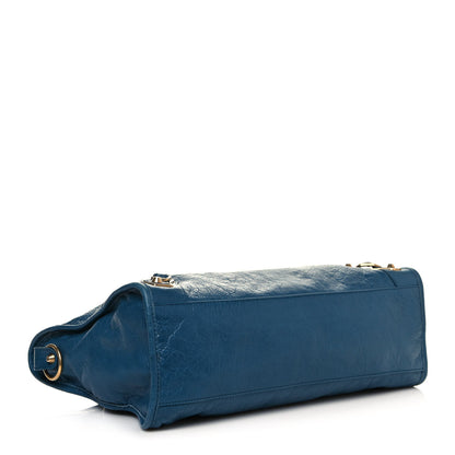 Balenciaga Agneau Arena Gold Hardware Metallic Edge City Bleu Abysse 4 of 13