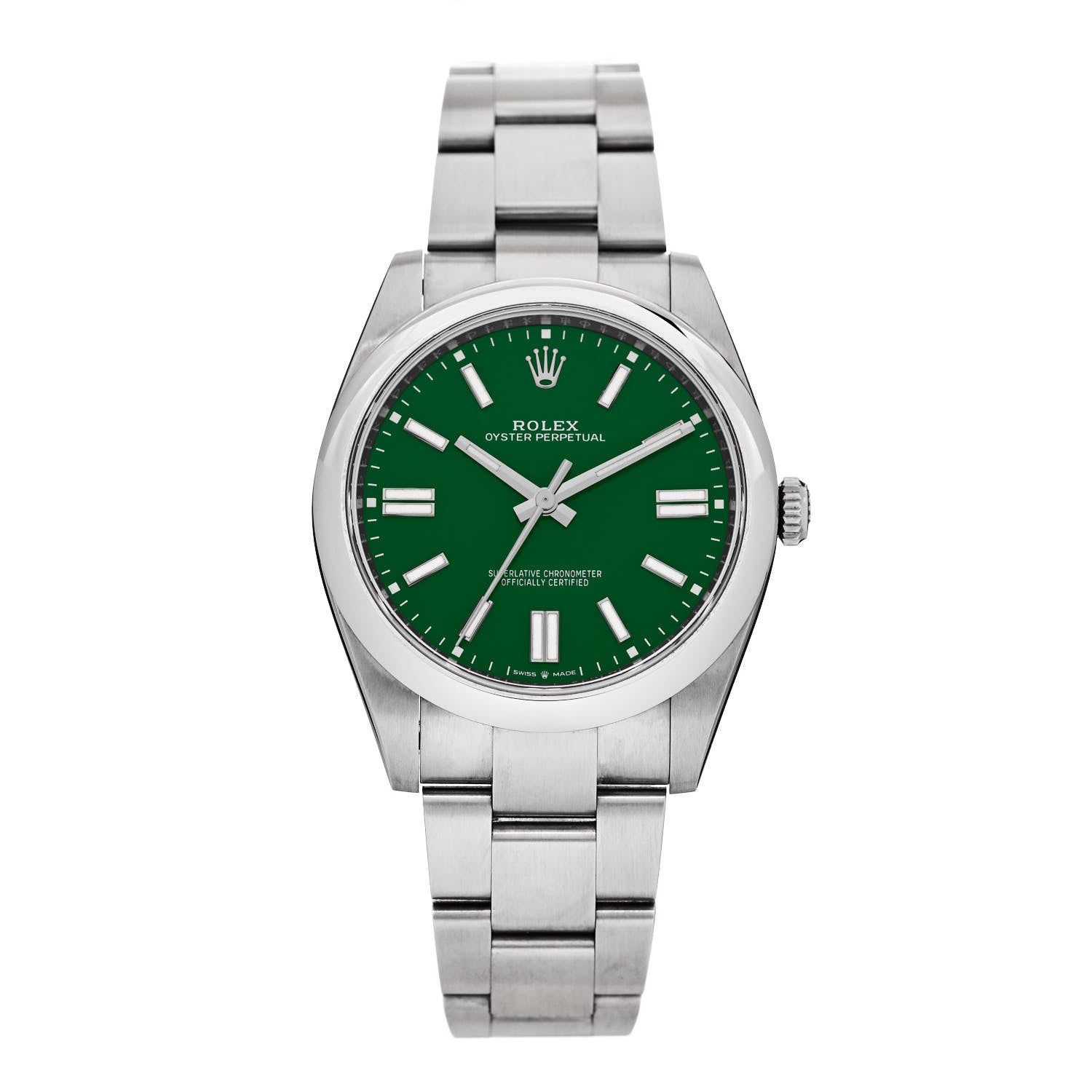 Rolex Stainless Steel 41mm Oyster Perpetual Watch Green 124300 1 of 5