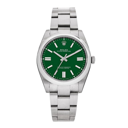 Rolex Stainless Steel 41mm Oyster Perpetual Watch Green 124300 1 of 5
