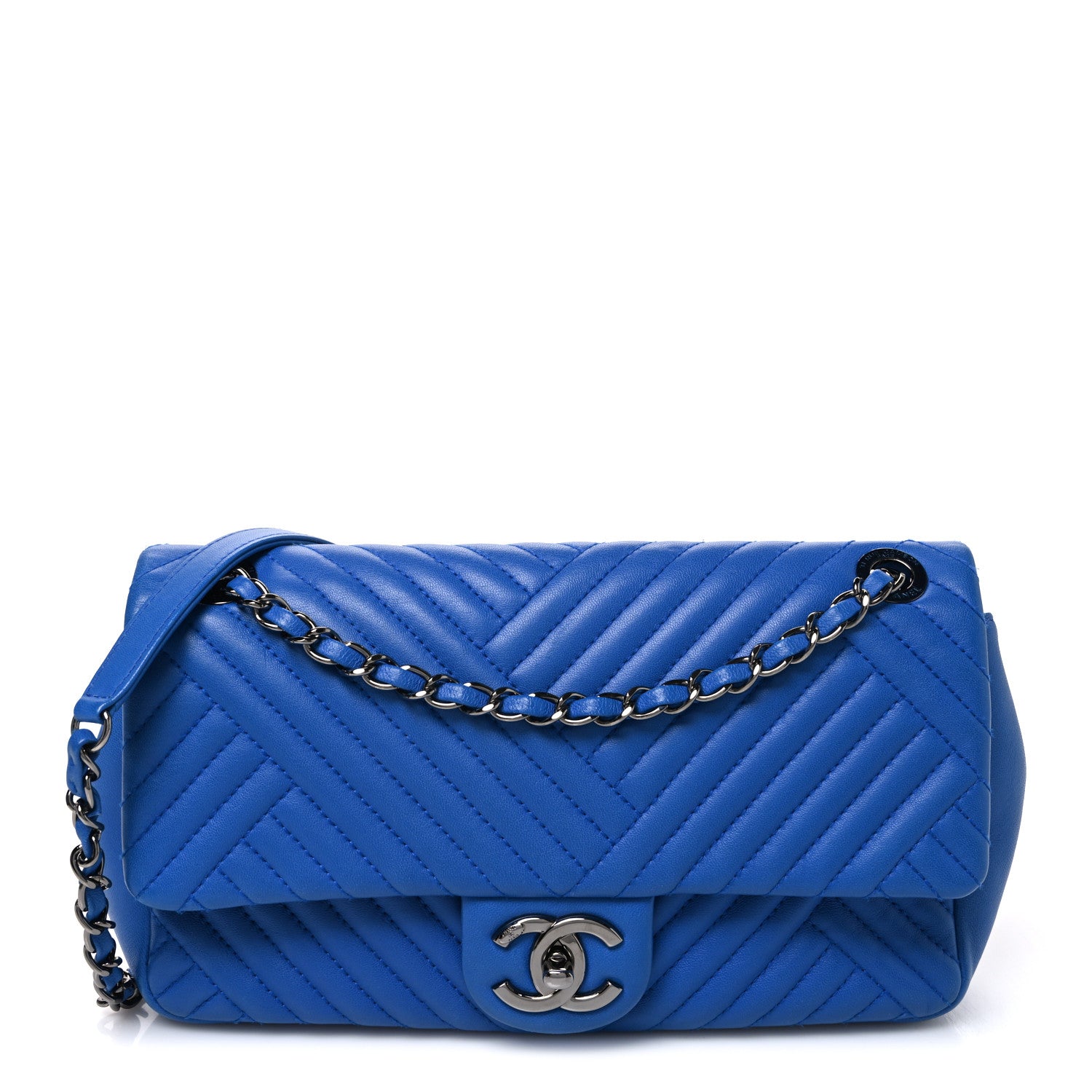 Chanel Lambskin Quilted Medium CC Crossing Flap Blue 1 of 9