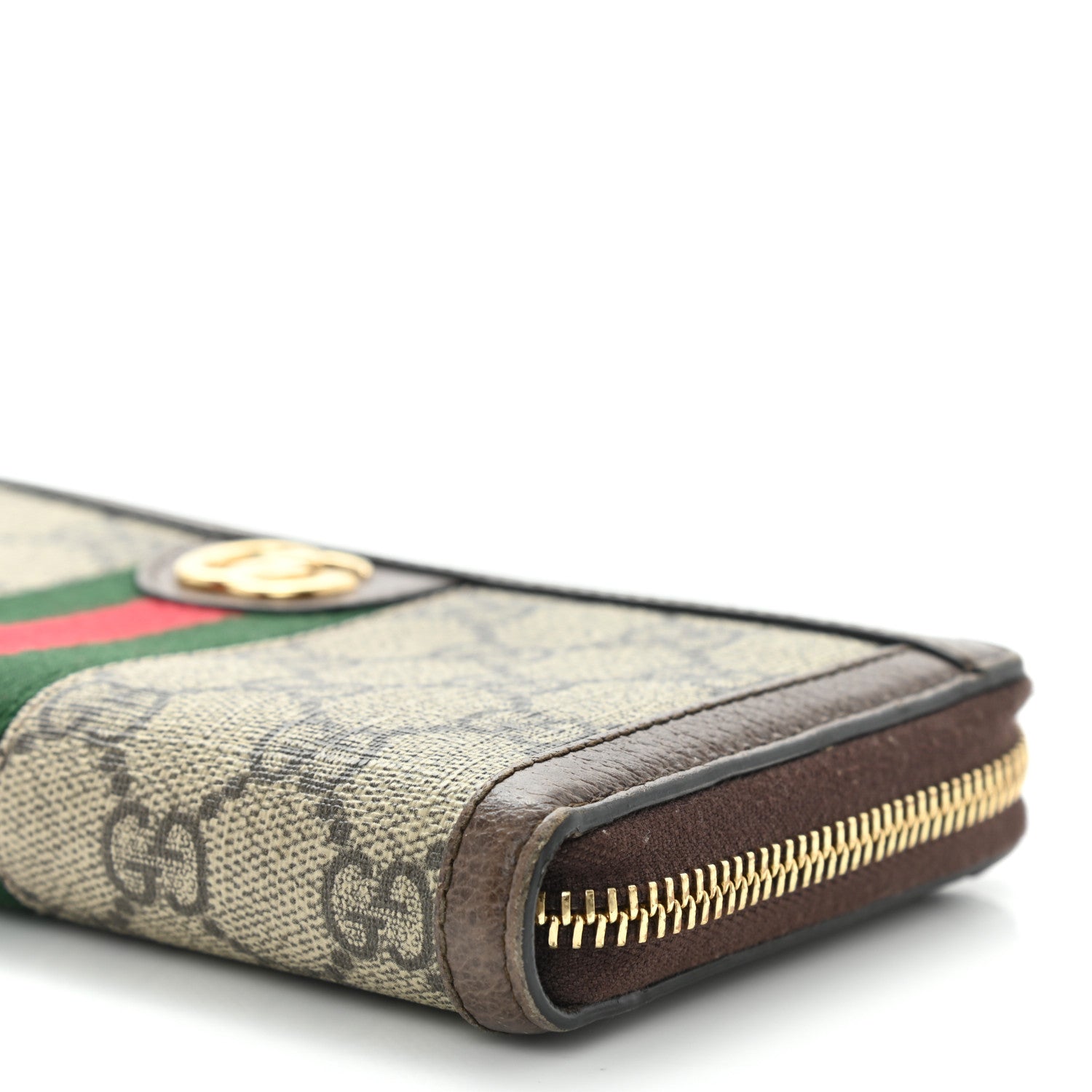 Gucci GG Supreme Monogram Web Ophidia Zip Around Wallet Brown 10 of 11